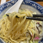 Kurodaya no Hakata Chanpon - 麺が、知っているちゃんぽん麺ではない様子　極太ストレートたまご麺ですね