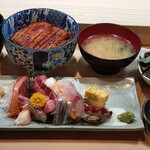 すし処 若 - この内容で1500円！うな丼&刺身10種盛りセット（5食限定）