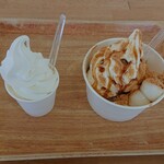 Mori no Cafe - ミニソフト　バニラ　150円/黒蜜きなこソフト　450円