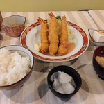 Sushi Fujikawa - 特大エビフライ定食（980円）