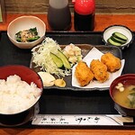 Menhide Choseian - めん秀 長盛庵 ＠西葛西 カキフライ定食 税込950円 ご飯少な目でお願い