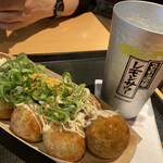 Tsukiji Gindako Highball Sakaba Ikebukuro Eki Kitaguchi Ten - ゆずぽんたこ焼きにレモンサワーのセット