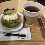 Cream Puff Cafe Oahu Kyoto Nishijin Honten - 抹茶のレアチーズシューとホットティー