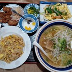 Kyukatei - 【 ニラ玉子定食 】（ 塩ラーメン麺大盛り選択・ライスを炒飯に変更 ） ９２８円 ＋ １００円 ＋ ２００円  （ 税別 ）