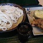 Hanamaru Udon Haruhi Zumihodori Ten - ざるうどん中とげぞあげ、なす揚げ