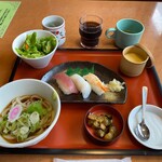 Wafu Restaurant Marumatsu RokuchoNome Ten - ★すしミニそばランチ（冷うどん変更・670円税込）ドリンクバー（110円税込）★