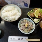 福市 - 鯵のたたきと地鶏唐揚げ定食