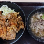 Niku no Yama Gyu Yumetaun Takamatsu Ten - 炙り豚丼＆肉そば(ハーフ)