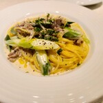 インコントロ - 豚肉とグリーンアスパラのクリームパスタ　こちらのクリームパスタ、本当に大好きです。