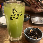 Izakaya Kushiro - 抹茶ハイとお通し。