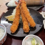 とんかつ むら八 - ジャンボ海老フライ定食