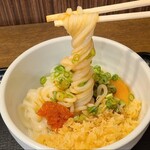 Nishidaya - 明太釜玉うどん【温】(小)(税込450円)
                        私は剛麺の方が好きなのでピンとは来ませんでしたが、軟らかめが好きな方には嵌まるかもしれませんね