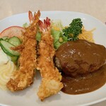 Zouya - エビフライとハンバーグのコンビ、ライス