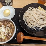 Musashino Udon Kamitsuke Seimen Ten - ダブル肉汁うどんっ+中盛+半熟卵天。