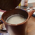 Soba Sabou Yuukyou - 茹で汁にさらにそば粉を溶いて作っているそう。