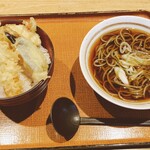 Soba Dokoro Kin no Soba - 「（小）天丼セット　温そば普通盛り」990円