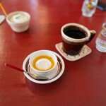 e:n coffee - 料理写真:かぼちゃプリン、ホットコーヒー（エチオピア）、コーヒーゼリー