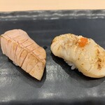 Gin Zushi - トロ？炙り・貝柱炙り（おまかせにぎり）