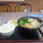 Sano Aotake Teuchi Ramen Ishikari - 鶏白湯ラーメン880円 半ライスセット250円