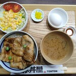 元祖豚丼屋 TONTON - ヘルシーセット（ロースに変更）卵は温玉です　550円