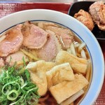 なか卯 - 鴨うどん大+唐揚2個=970円