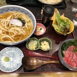 Mugi no Hana Sanuki Udon - ランチ　マグロ漬け丼セット　暖かいうどん