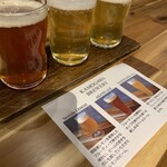 KAMOGAWA BREWERY - 並びが違いますが、自家製クラフトビール3種飲み比べ。単品より量が多く、スタートにオススメ