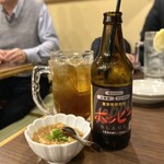 日々是赤提灯 日和 - ・黒ホッピー、お通しの麻婆豆腐