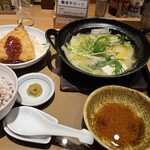 やよい軒 - 鶏水だき定食 アジフライ付き