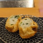 創作串揚げ 優 - じゃこと小松菜の油揚げ包み