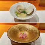 Chokotto Sushi Bettei - 舞茸豆腐と蛤＆クエ（煎り酒） 