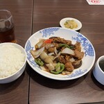 Bamiyan Minamikuta Ten - 黒酢の酢豚とライスセットとドリンクバー