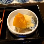 Sosai Dining Yuuan - ◯かぼちゃと高野豆腐
                      柔らかく煮られているかぼちゃと
                      只のマッシュポテトと思いきや
                      りんごらしき甘味と爽やかさを感じるマッシュポテト❕