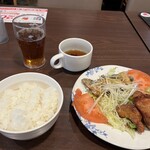 Bamiyan Minamikuta Ten - 土曜日の日替りランチ〔サバとからあげの甘酢醤油ランチ、スープバー〕とドリンクバー