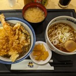 Ten-don Tenya Beans Akabane Ten - 天丼+小そばセット ¥840