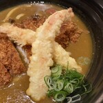 北新地本通り つるとんたん 琴しょう楼  - カレー三昧のおうどん（海老天扶良 アップ）