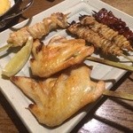 Kushiyaki Dining Ebisuke - カワ。手羽先。ボンジリ。レバ