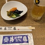 Kura Moto Izakaya Seiryu Kichijoji Ten - お新香とビール