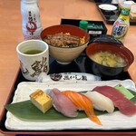 Numazu Uogashi Zushi Nagarezashi Fujinomiya Ten - うな丼とお寿司のセット　美味しかった！