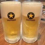 東京カオソイ - サッポロ黒ラベル生ビール620円×2