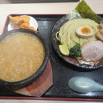 Sapporo Ebi Mensha Hon Ten - 濃厚豚骨伊勢海老つけ麺上　1,350円  ＋　ランチザンギ(２個)　250円