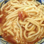 丸亀製麺 - とろけるチーズのトマたまカレーうどん（大）（全体をざっと混ぜて）