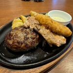 Steak no Don Tomisato Inta-Ten - 日替わりランチ(土曜日)ハンバーグ・ハーフチキン・白身魚フライ　2024/1/20