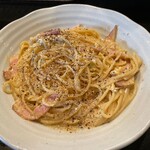 Spaghetti Ichi - 和風カルボナーラ、黒胡椒がよく合う。