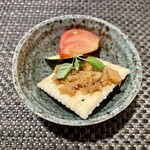 ぼちぼち - 白身魚とらっきょ なめろう風 泉州水茄子、フルーツトマト