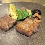 Kobe Beef Private rooms Steak Kissho - ～メイン～最高級A5黒毛和牛サーロイン、フィレの食べ比べ・季節の焼き野菜