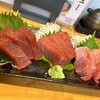 Kyushu Maguro Tankaten - 本マグロ刺し盛り。左から赤身、中トロ、大トロ。最近はマグロ安くて出す店増えたから、とてもコスパ良いって感じはしないのですが、やはり美味しかった