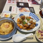 中国料理 百楽 - 酢豚+ミニ天津飯+ミニ杏仁豆腐