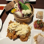 kino's kitchen jyu - 野菜のせいろ蒸し、チキン南蛮タルタルソース