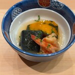 omakase ひなた - ナス、カボチャ、エビの煮物　上品